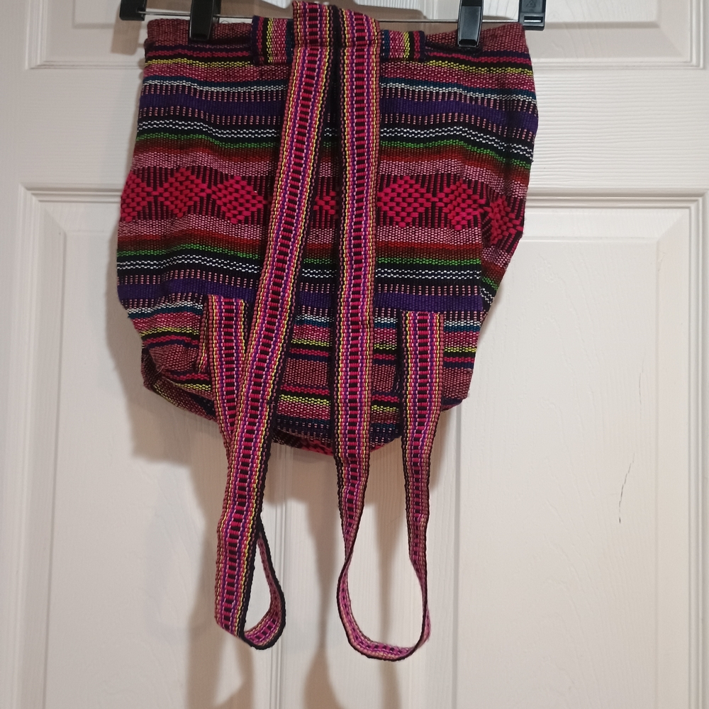 Argentinians Mr Pinzon Striped Colorful Cabo San Lucas Mexico Backpack Purse - Picture 3 of 5